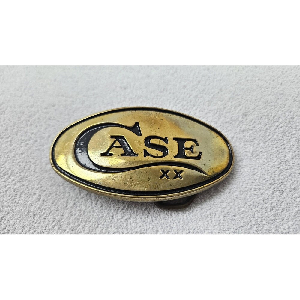 Case Belt Buckle Mens Gold Tone Solid Brass Oval Western Logo Case XX Taiwan
